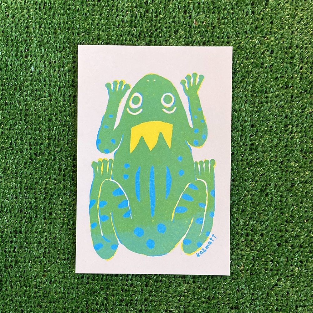 【リソグラフポストカード】I カエルの王様/Frog King