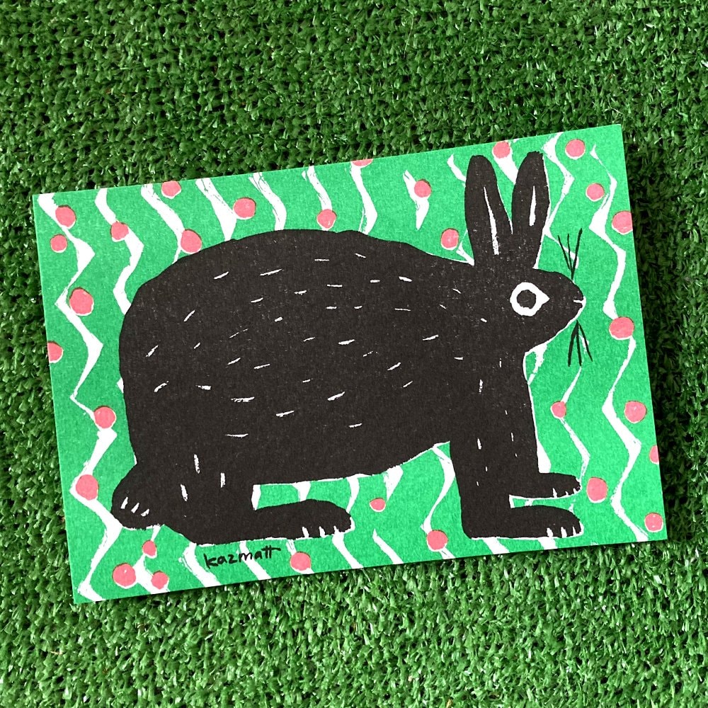 【リソグラフポストカード】N ウサギ /Rabbit