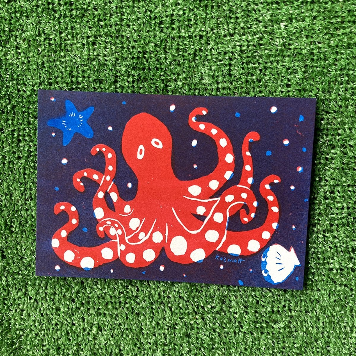 最新作【リソグラフポストカード】Q タコ/Octopus