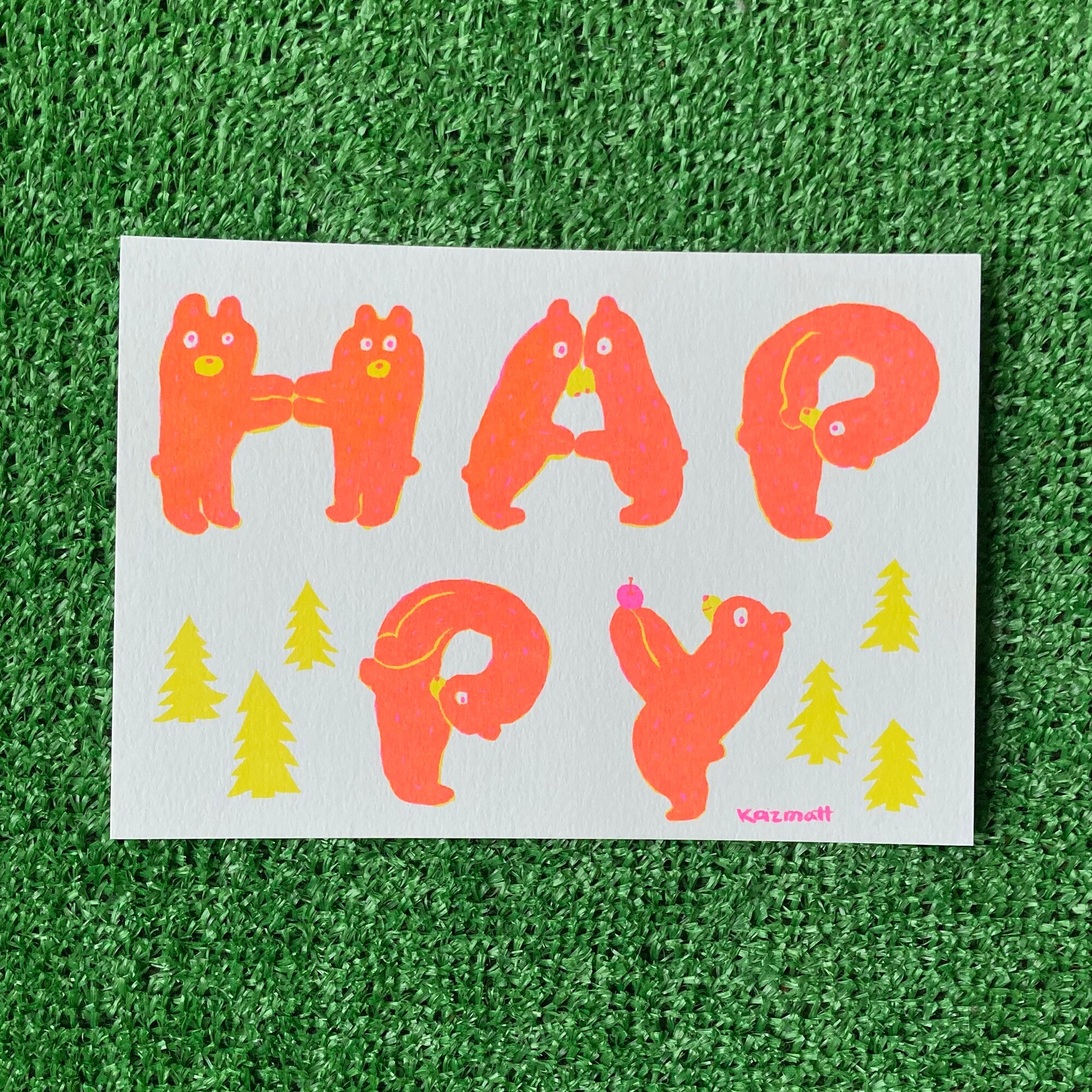 リソグラフポストカード】ハッピー/Happy