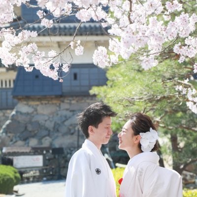 桜×松本城×和装フォトウェディングプラン