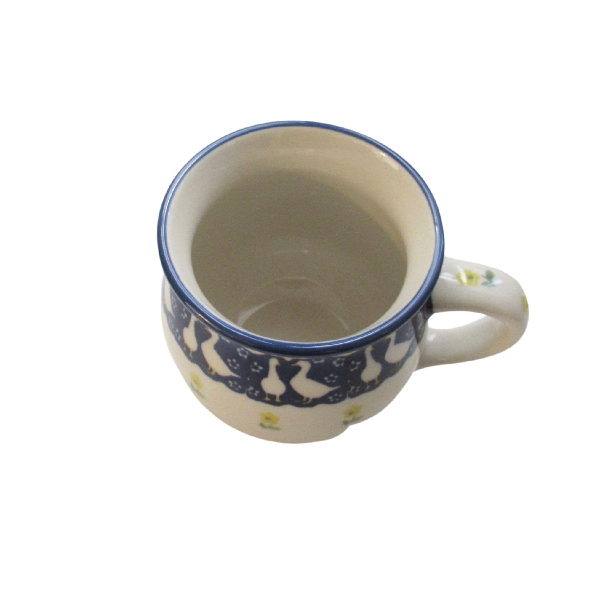 マグカップ 200ml あひる×黄小花 紺ふち（K67-ALC62