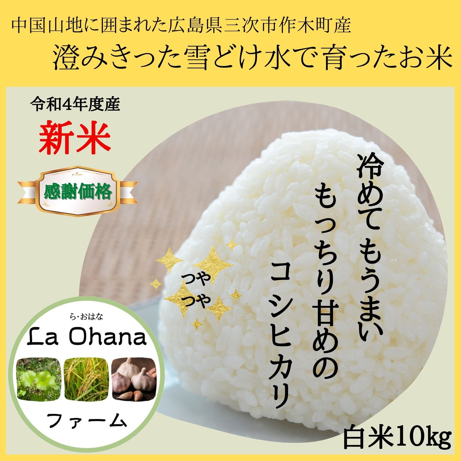 【新米/白米】コシヒカリ10㎏ /令和4年度/中国山地に囲まれた広島県