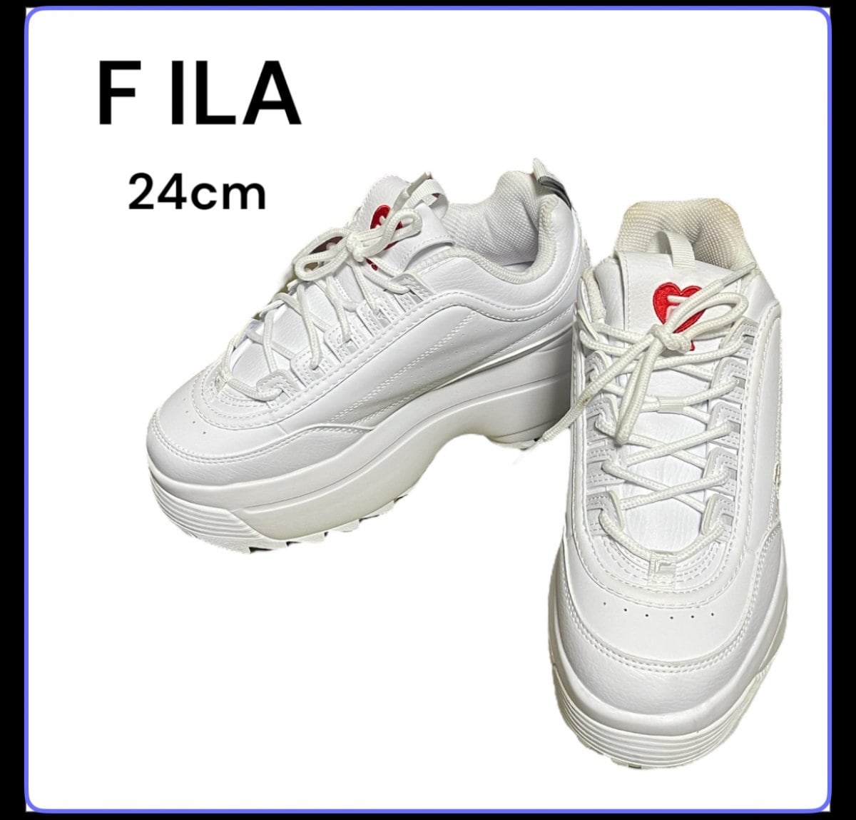 メルカリでも販売中！FILA フィラ ディスラプター　II ウェッジハート　厚底スニーカー 24cm