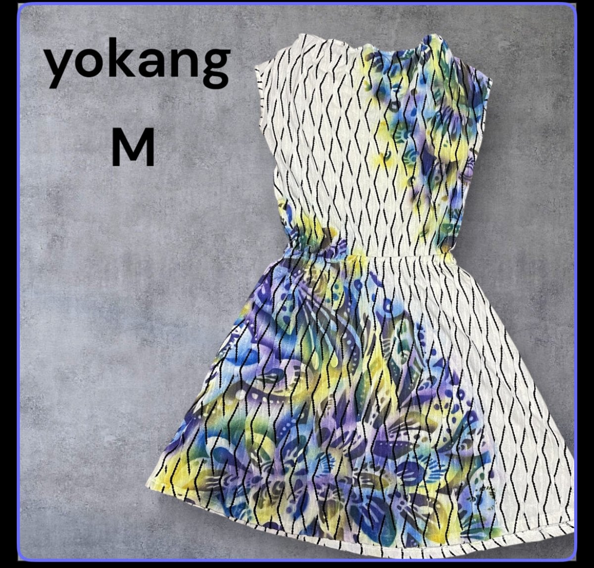 メルカリでも販売中！yokang ヨーカン M ノースリーブ ワンピース 沖縄 美品 特徴的 抽象的