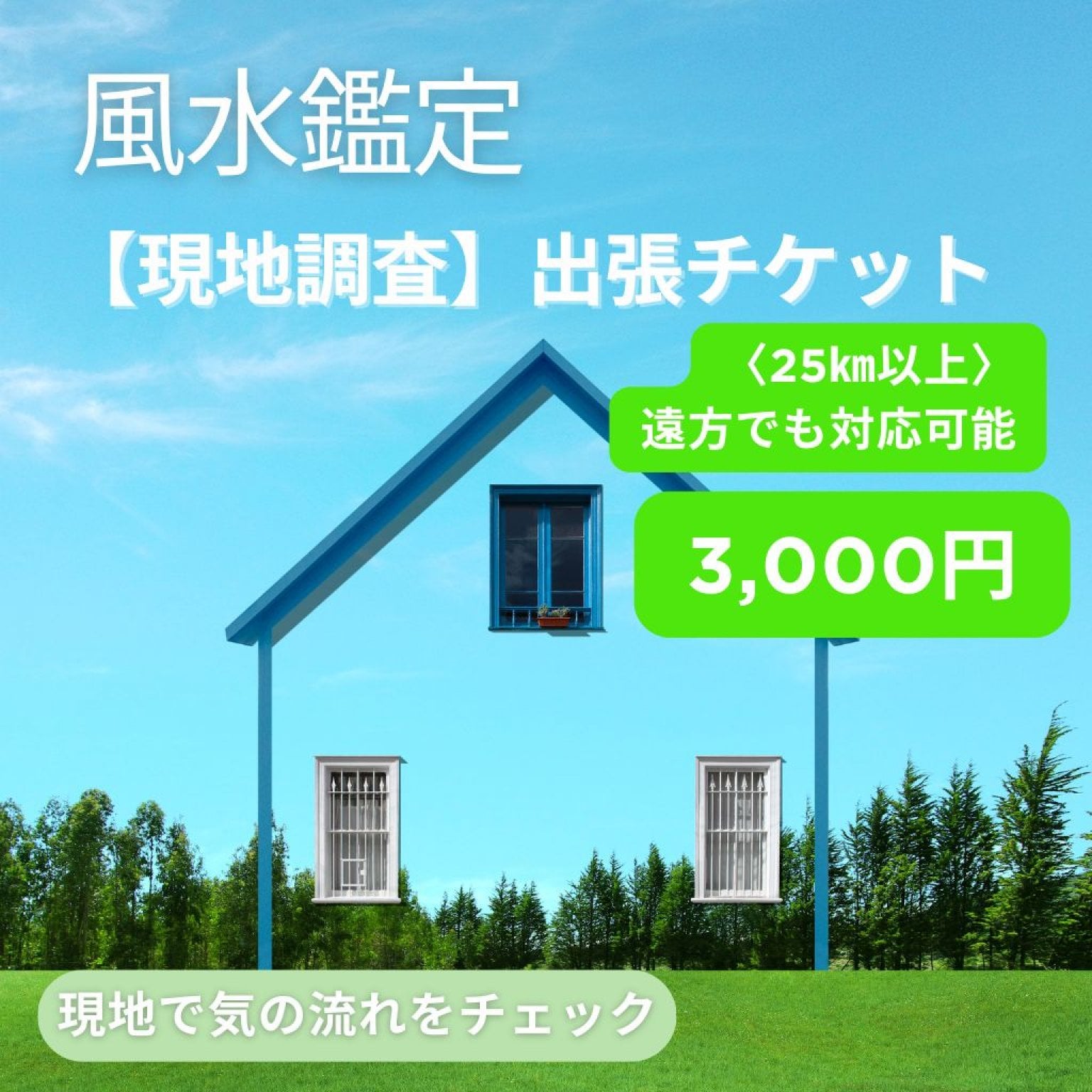 風水鑑定【現地調査】出張チケット〈25㎞以上〉