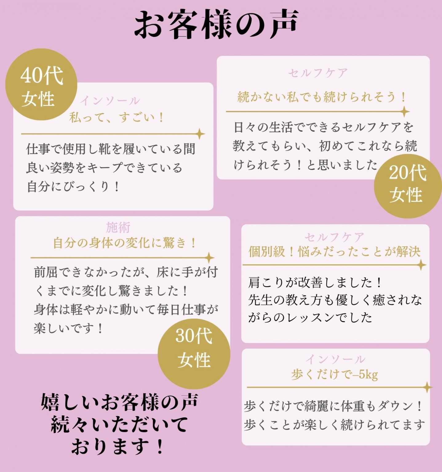 その場だけじゃない！アフターフォローあり！根本的改善のための整体！