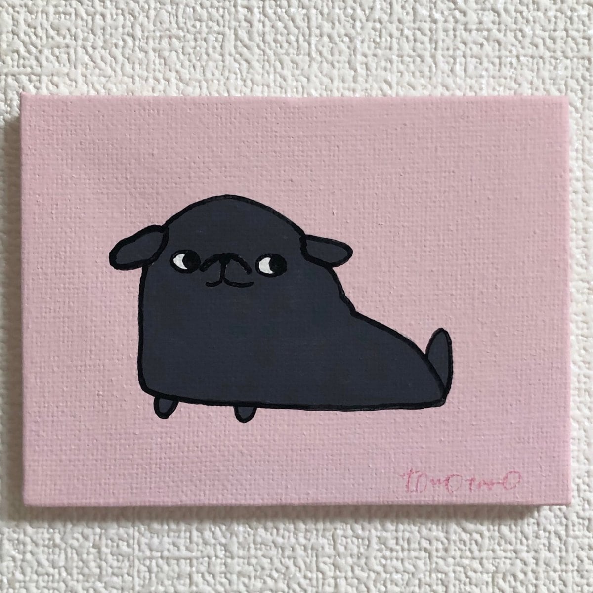 アクリルイラスト　へなちょこ黒ペキニーズ