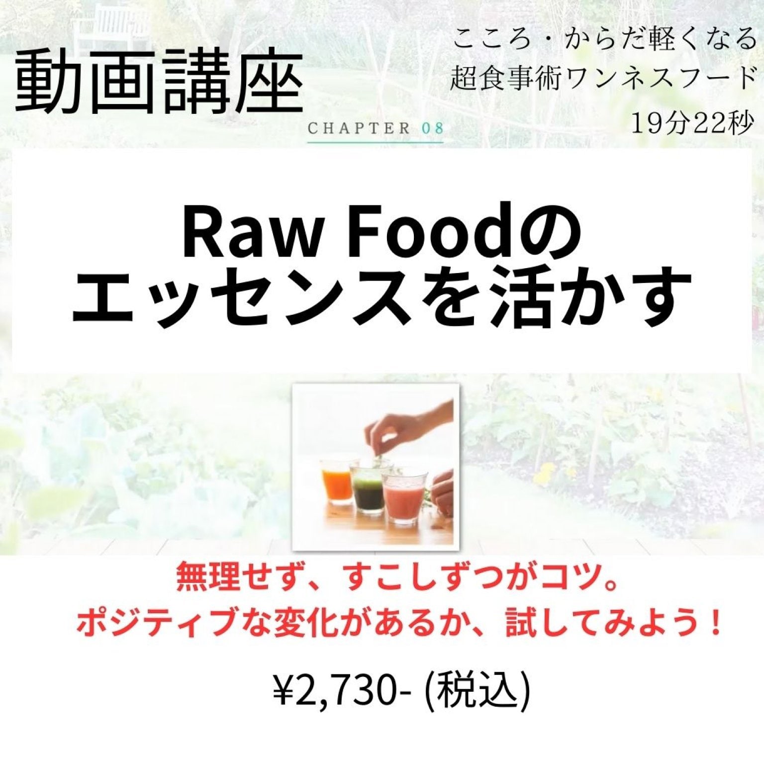 動画講座「Raw foodのエッセンスを活かす」【19分22秒】