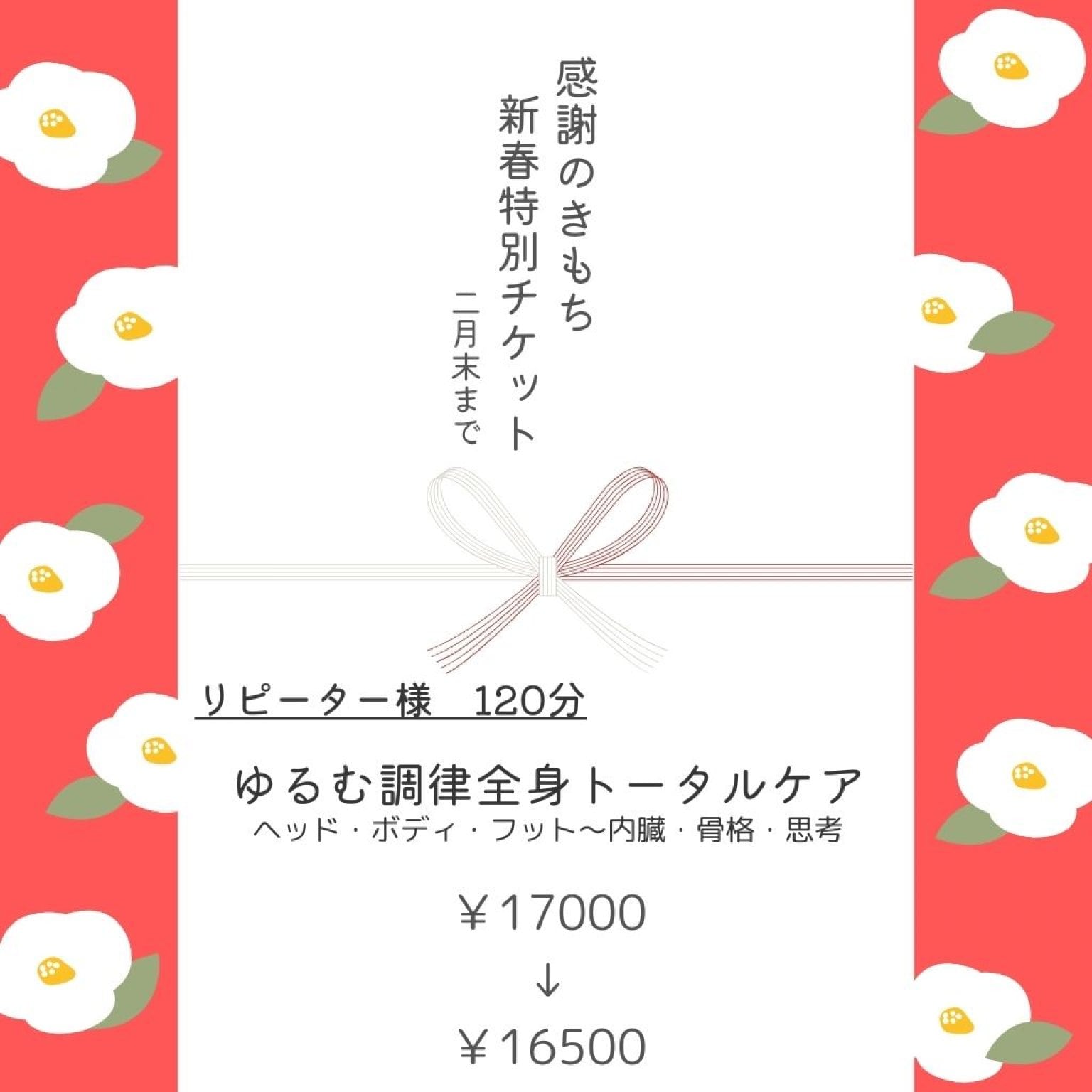 【新春特別チケット】【リピーター様専用120分】ゆるむ調律全身トータルケア/千葉県流山市整体/リラクゼーション/ストレスケア/産前産後ケア専門サロンkuai（クアイ）