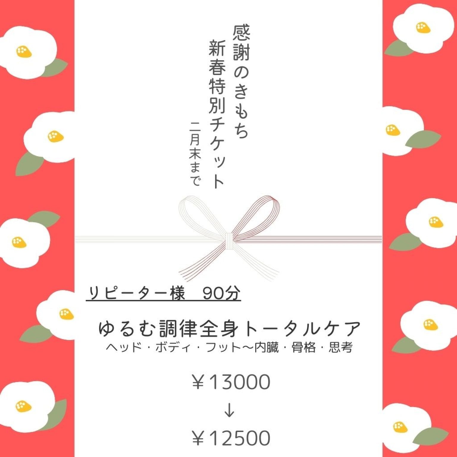 【新春特別チケット】【リピーター様専用90分】ゆるむ調律全身トータルケア/千葉県流山市整体/リラクゼーション/ストレスケア/産前産後ケア専門サロンkuai（クアイ）