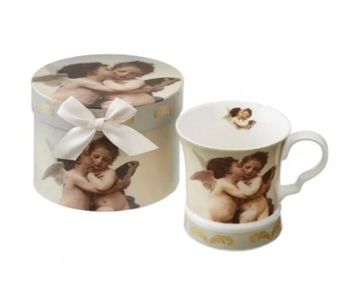 天使マグ　ギフトボックス入り［エンジェル柄/カントリー雑貨/陶器/天使］ファーストキス