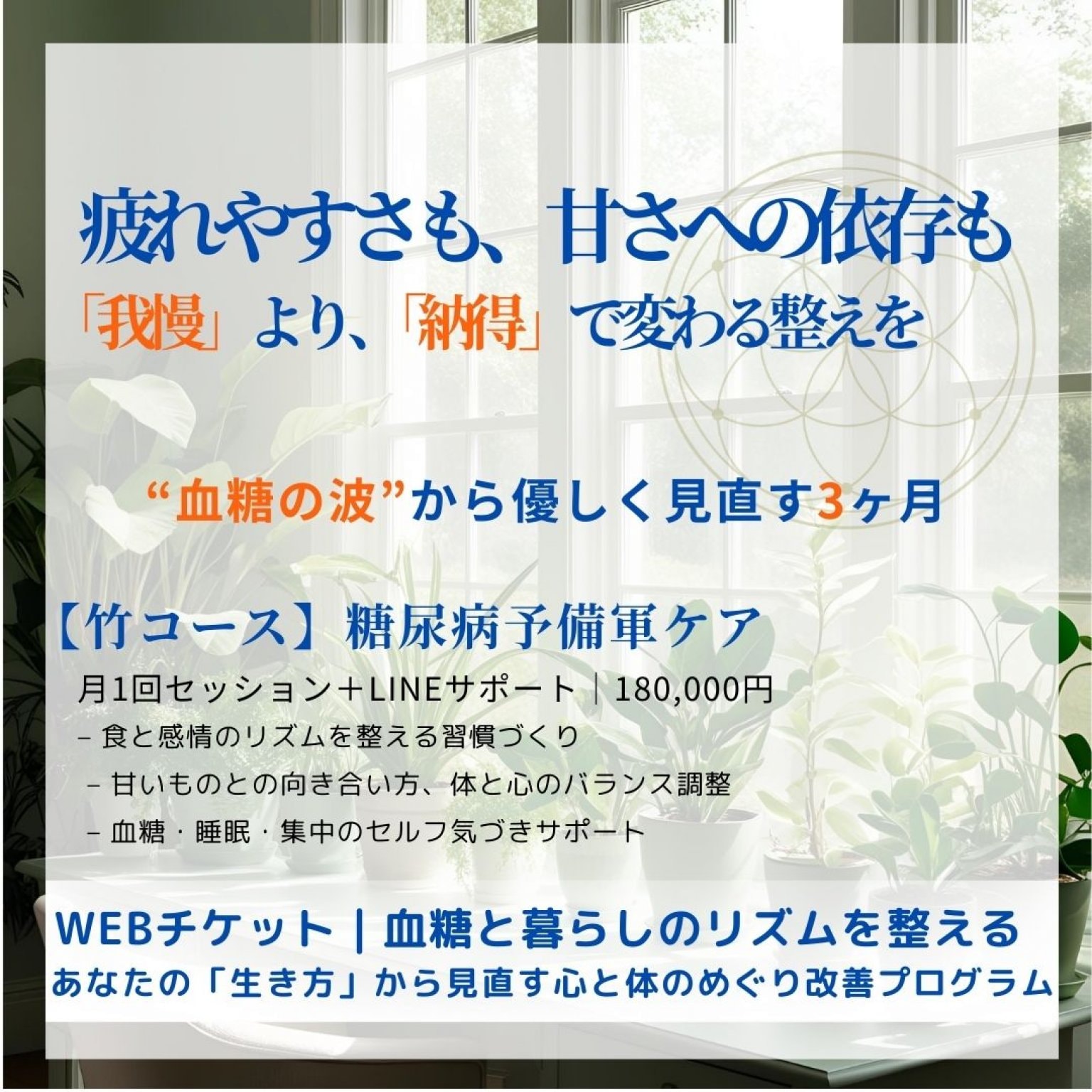 【竹コース】3ヶ月で“血糖と生き方の関係”に気づく体質改善プログラム