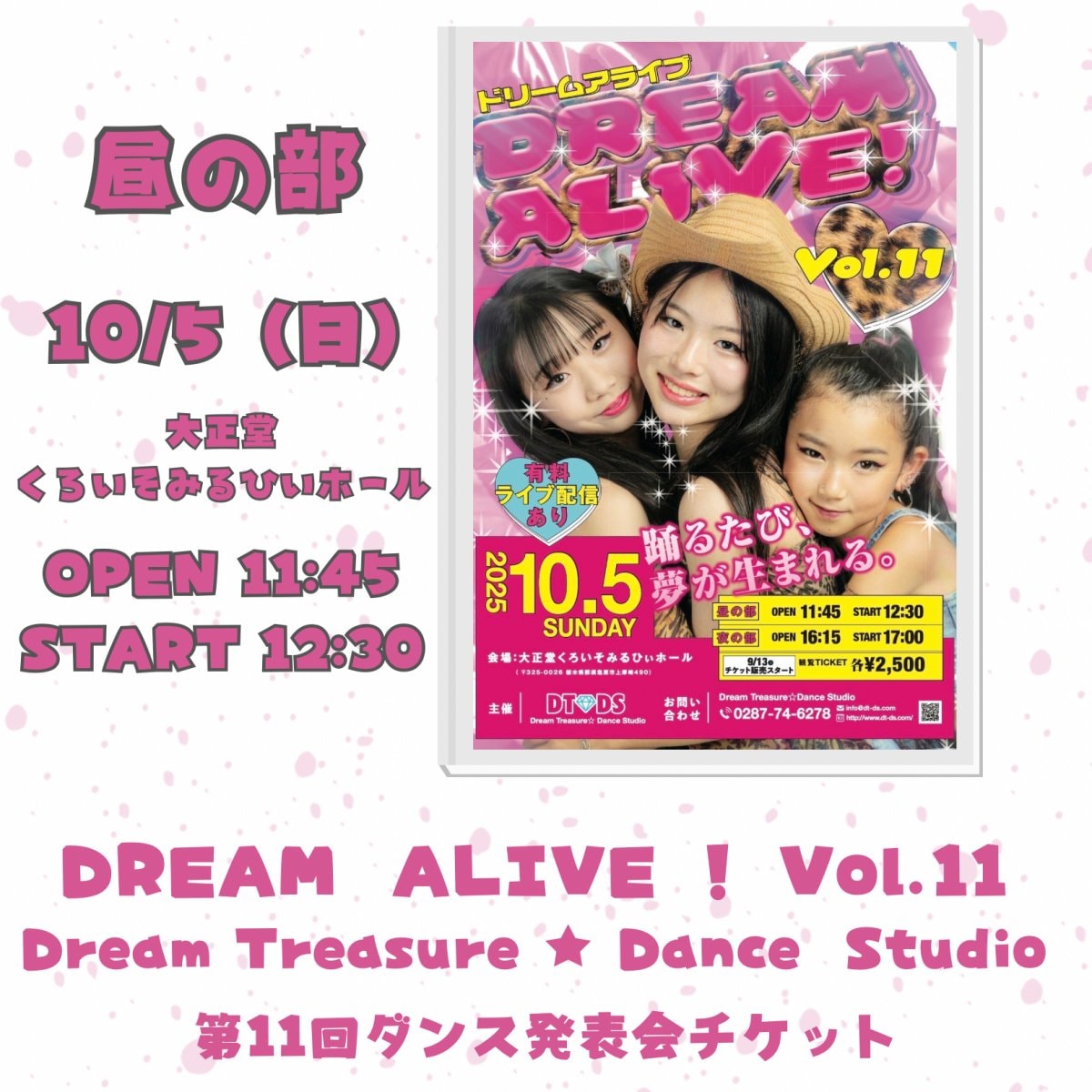昼の部【12時30分開演】第11回ダンス発表会チケット