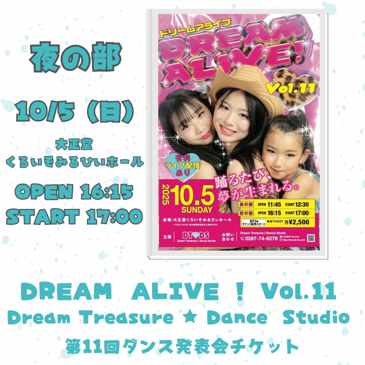夜の部【17時開演】第11回ダンス発表会チケット