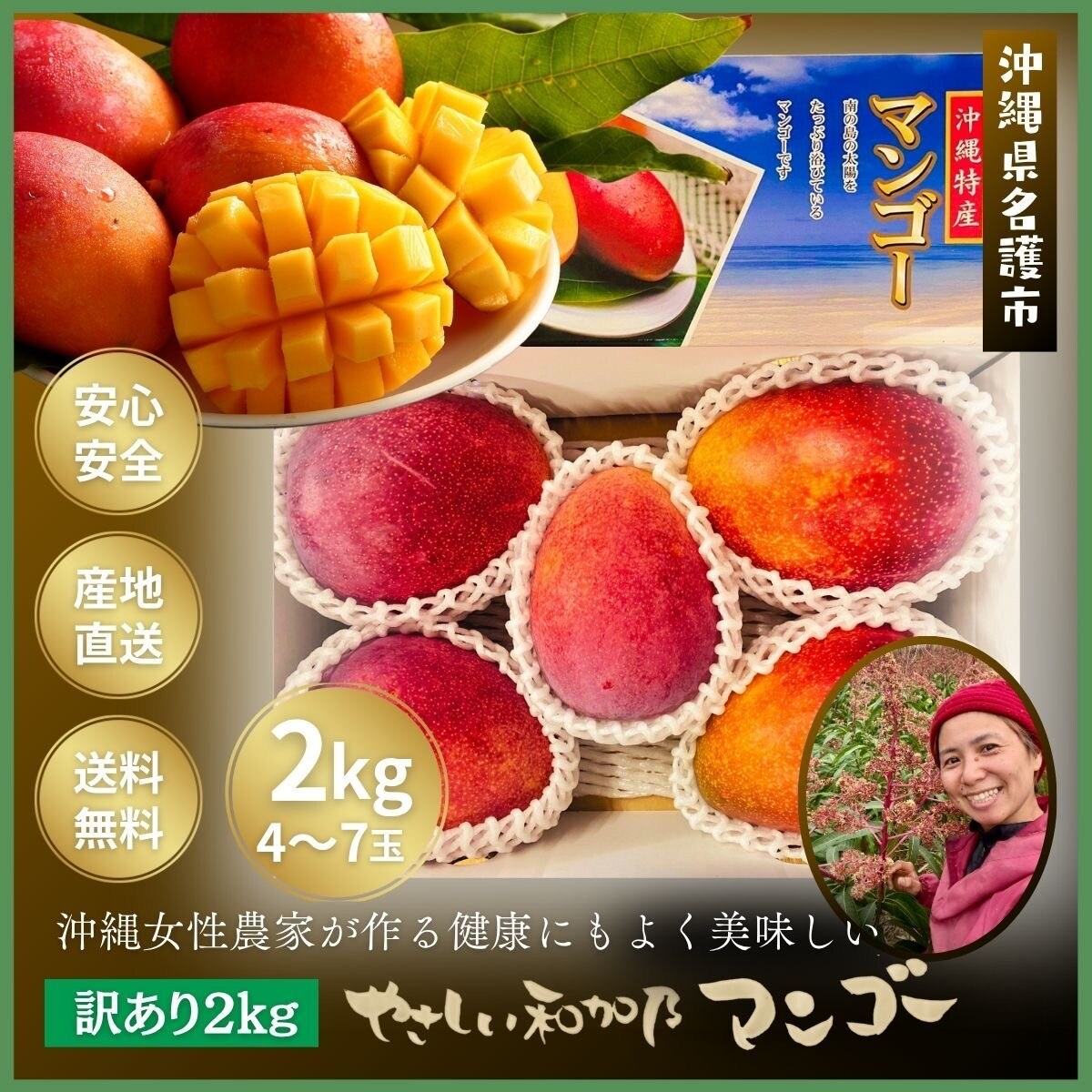 訳あり用2kg(4〜7玉)】沖縄県やんばる産こだわり栽培「やさしい