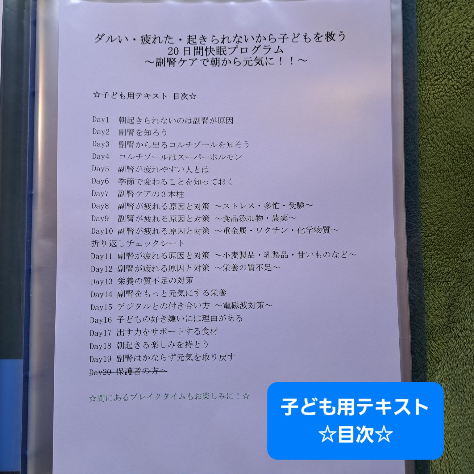 【ダルい・疲れた・起きられないから子どもを救う！20日間快眠プログラム ～副腎ケアで朝から元気に！！～】