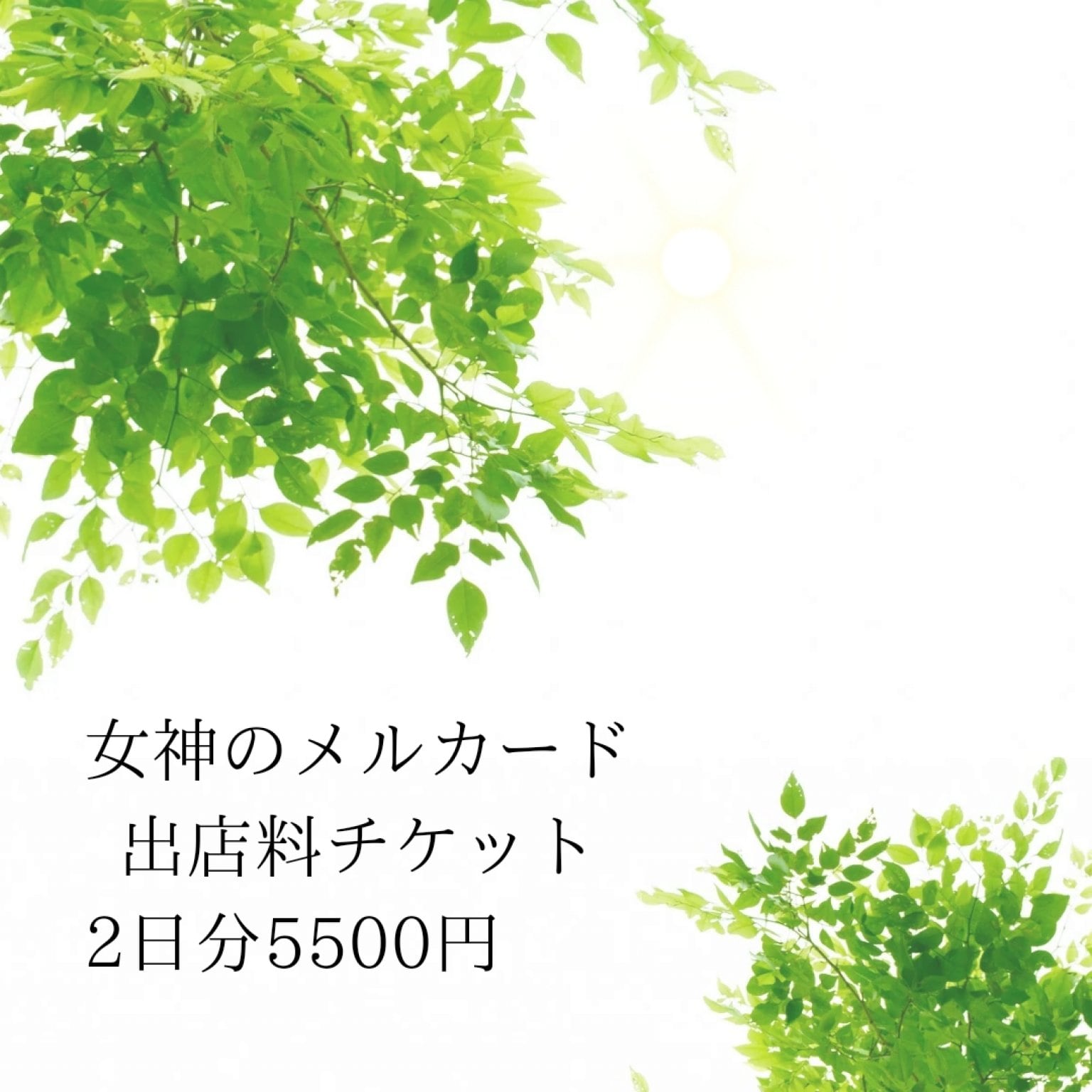 女神のメルカード出店料2日分5500円