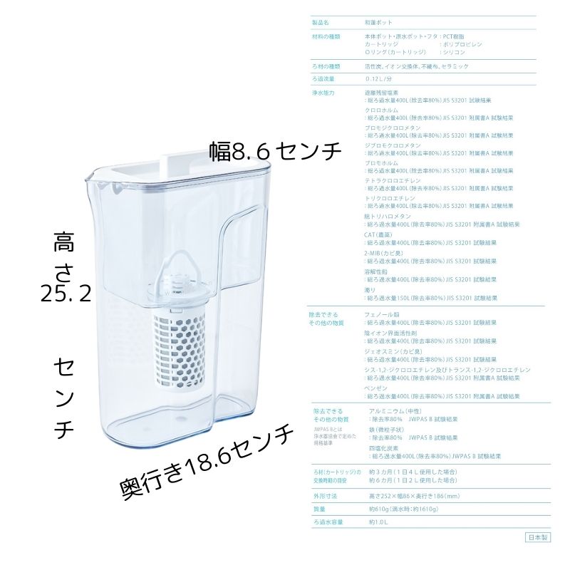 和蓮ポット《ガイアの水135》卓上ポット型浄水器