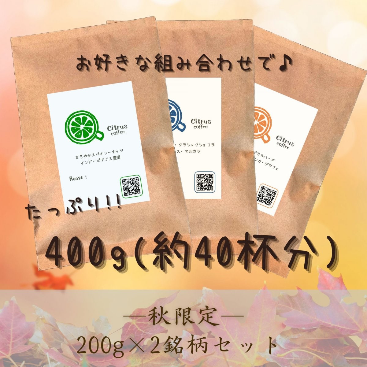お好きな組み合わせで♪200g×2銘柄｜豆または粉｜約40杯分｜全国送料無料｜Citrus coffee