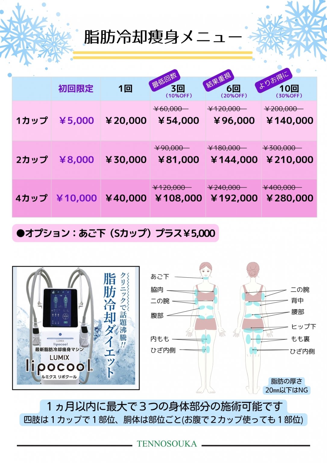 最新脂肪冷却痩身】75%オフ‼ 初回限定☆気になる部位4カップ冷却