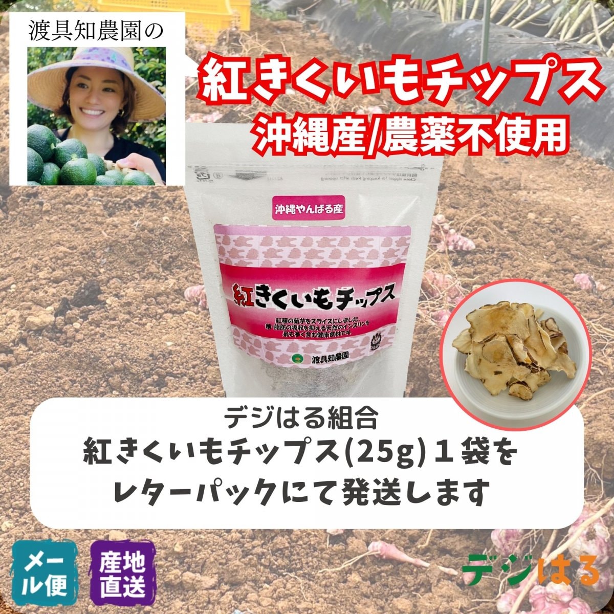 【送料込】紅きくいもチップス25g×1袋｜沖縄産（無農薬）