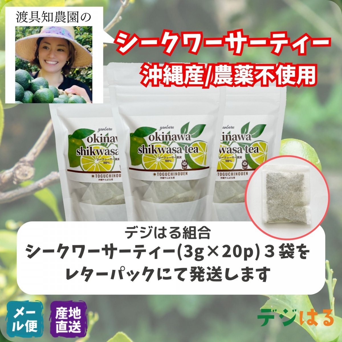 【送料込】シークワーサーティー3g×20p×3袋｜沖縄産（無農薬）