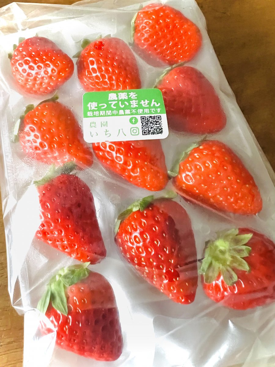 奈良県産無農薬いちご『奈乃華』１箱（２パック入り）