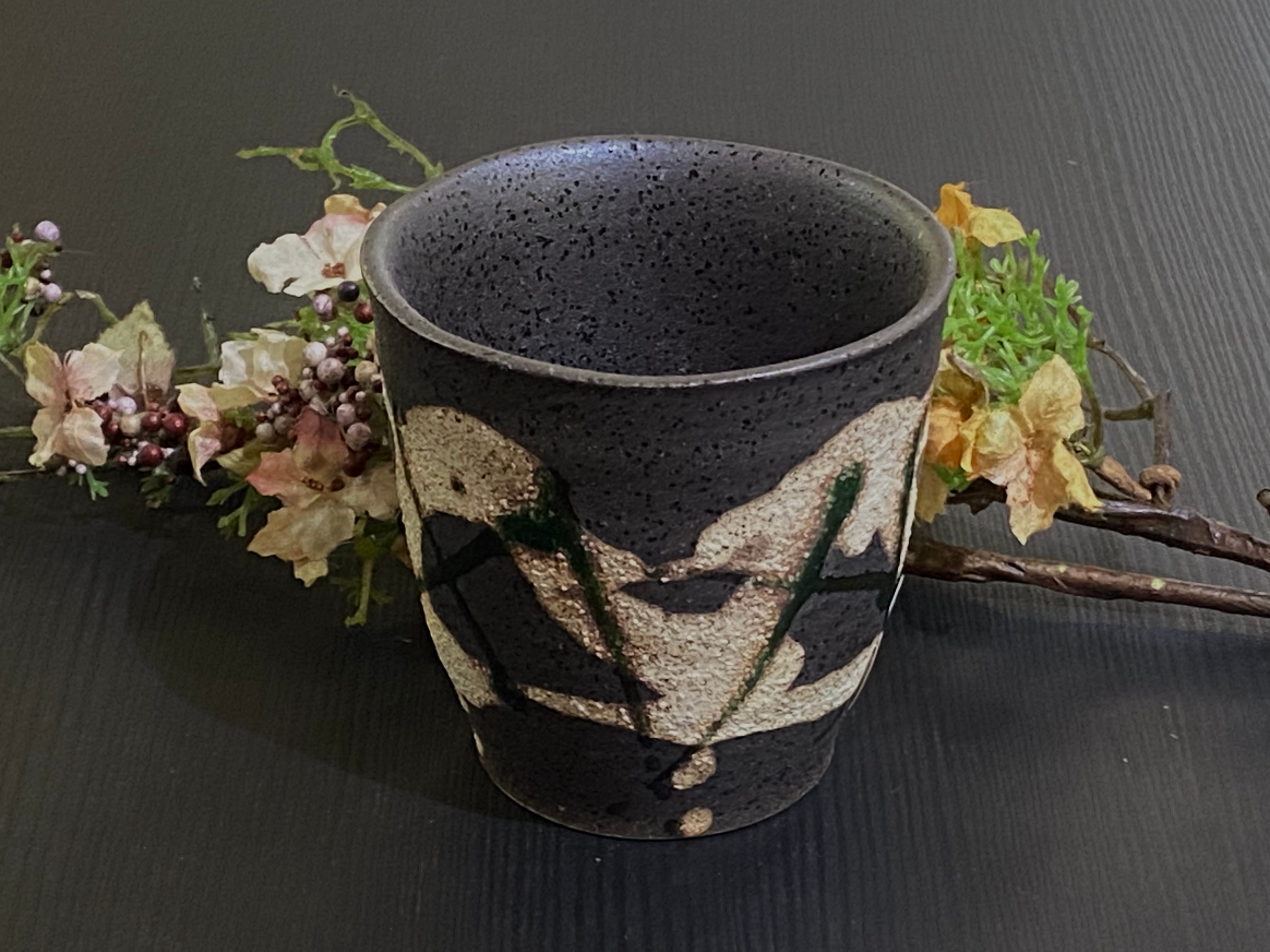 手描き】織部乱ビードロペアフリーカップ