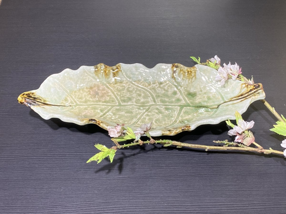 【人気商品】木の葉ビードロ特大皿
