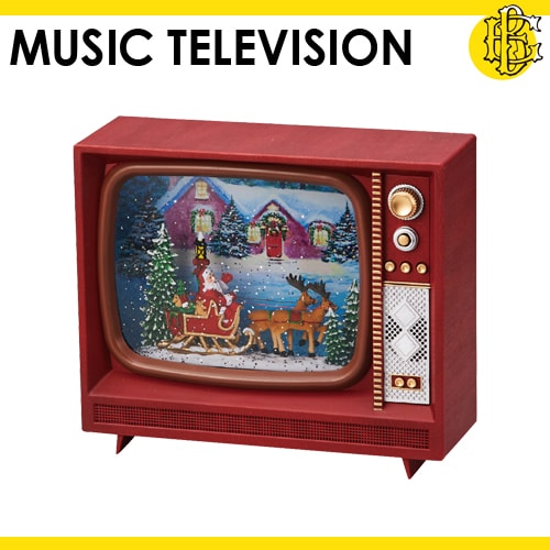 クリスマス ミュージカル テレビ ホワイト LEDライト 8曲収録 箱付き