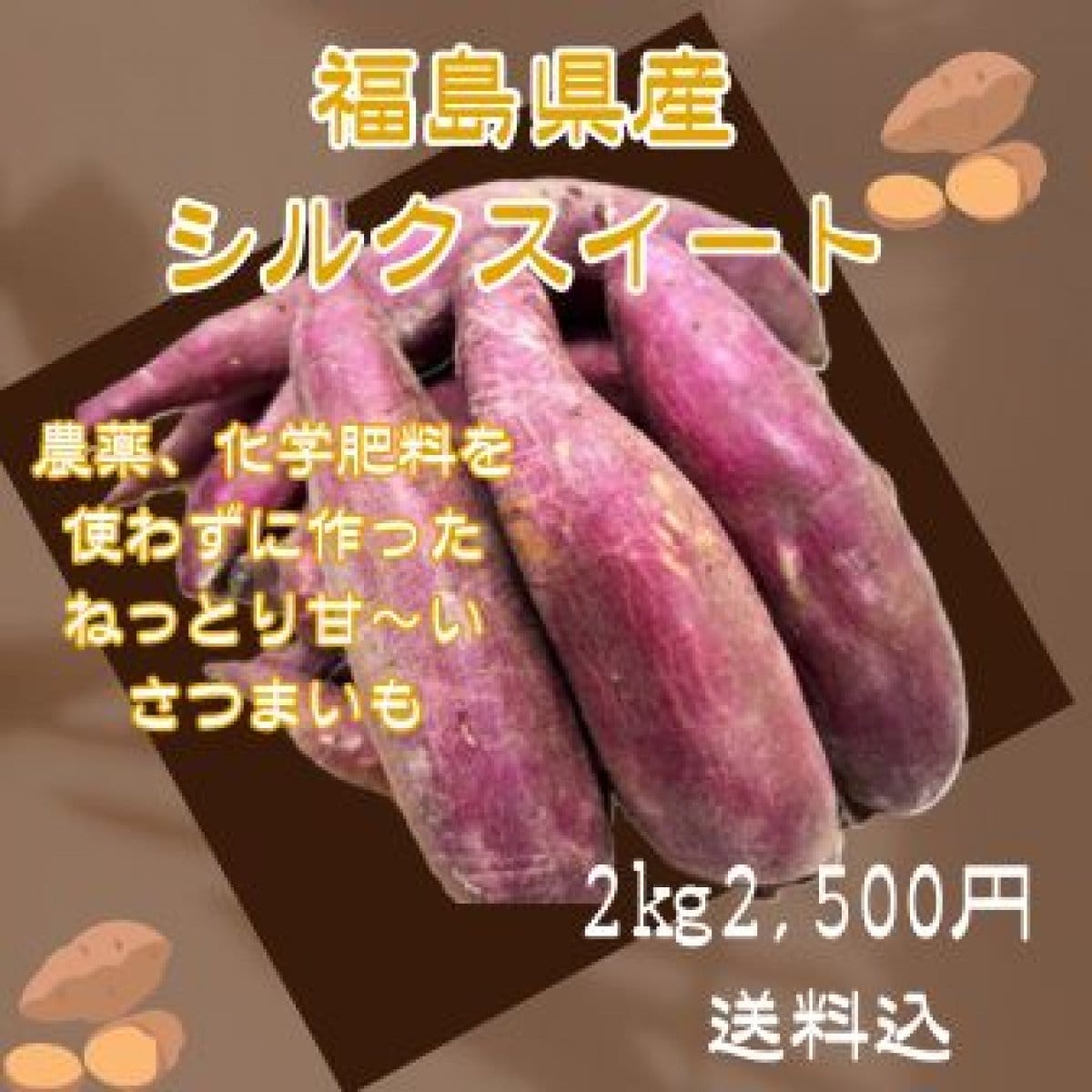 農薬・化学肥料を使わずに作った福島県産シルクスイート　2㎏