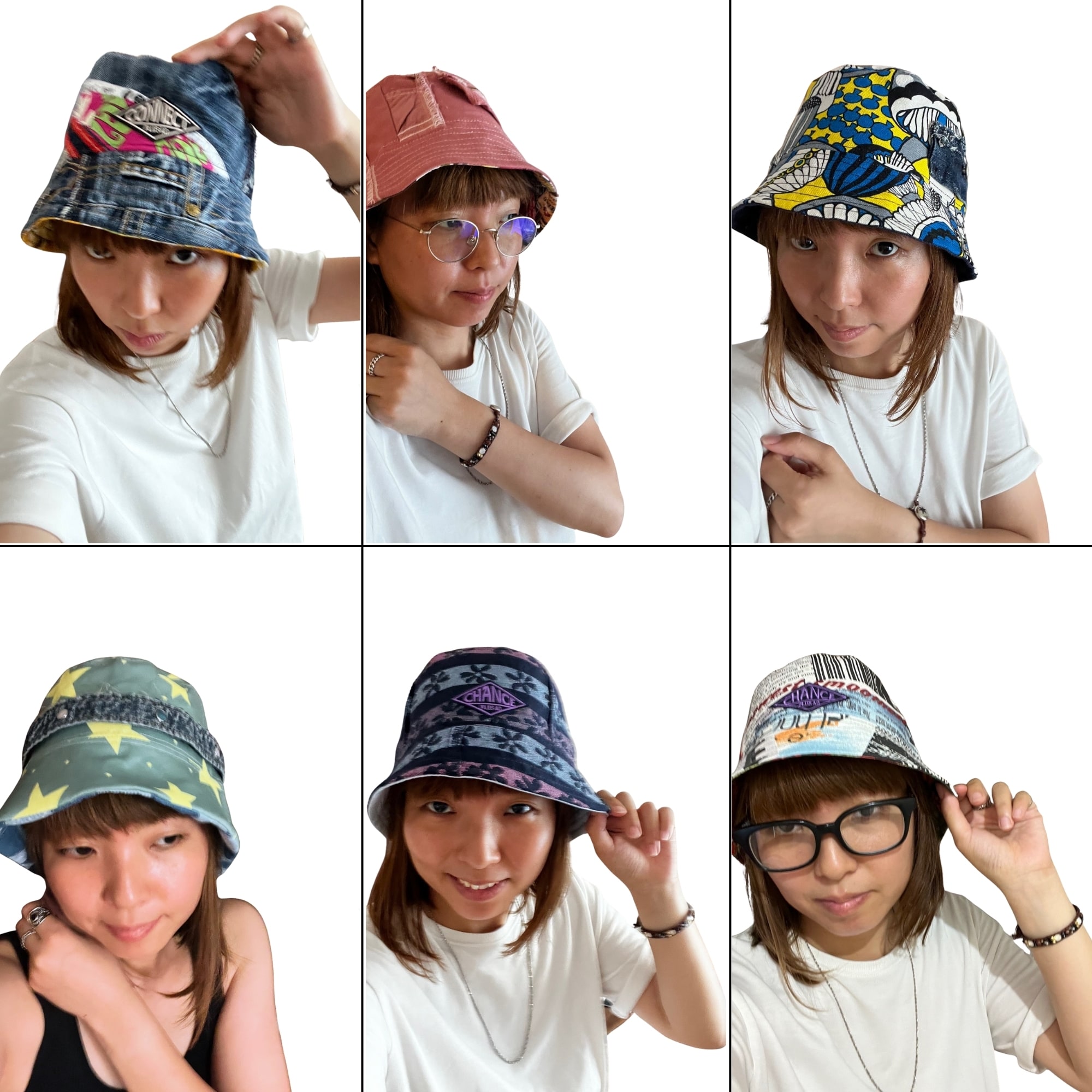 ニット帽みたいなバケットハット】ネオンなSTAR×デニムガーゼ