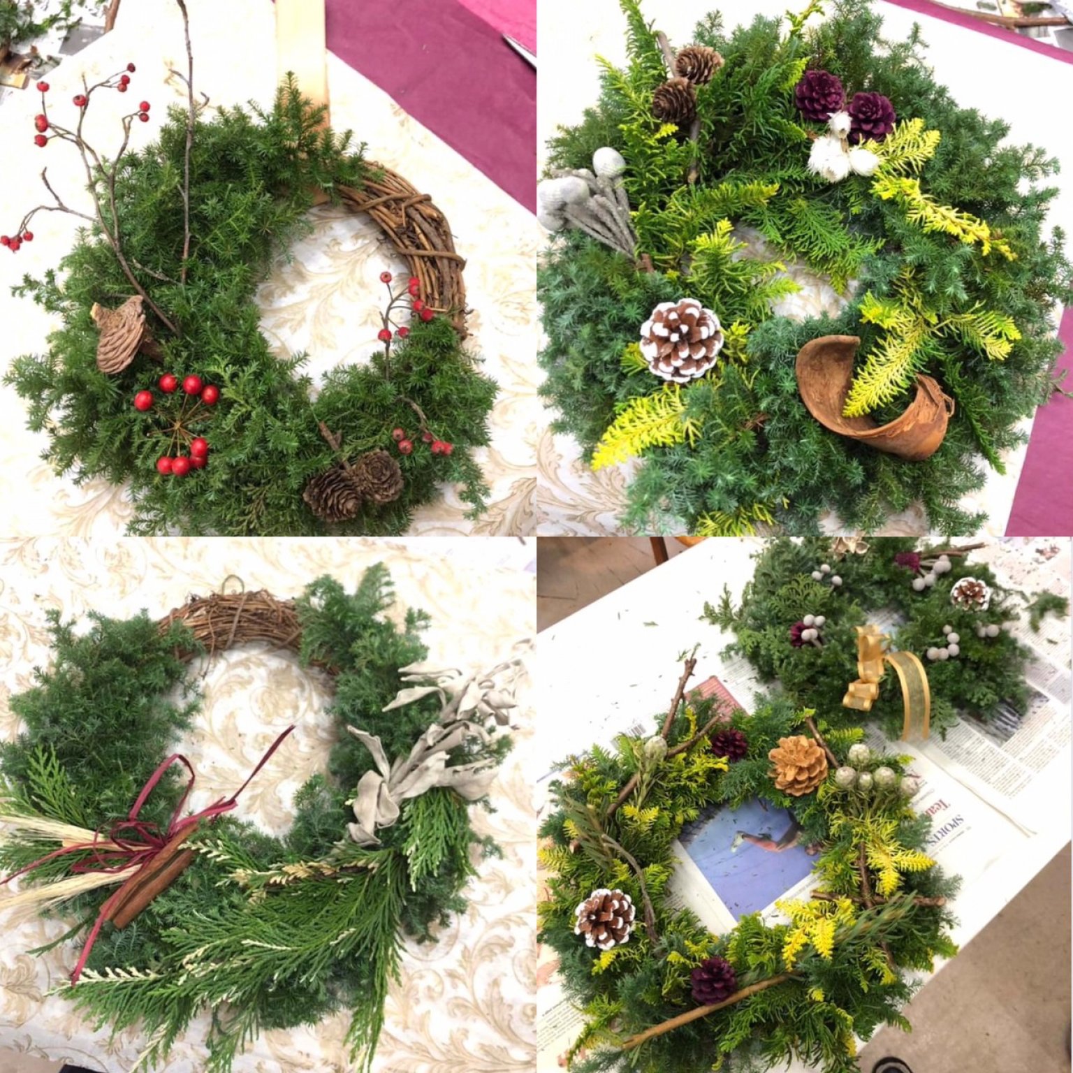花やMOMOクリスマスリース作り参加チケット/この1000円は制作費の中に含まれてるものです