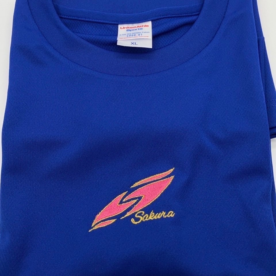 桜ロゴ刺繍半袖Tシャツ ※カラー：ブルー 愛知県安城市
