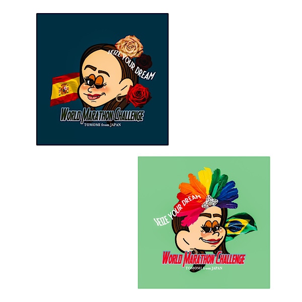 尾藤朋美七大陸マラソン世界記録達成ステッカー(7枚)&サイン入りカード