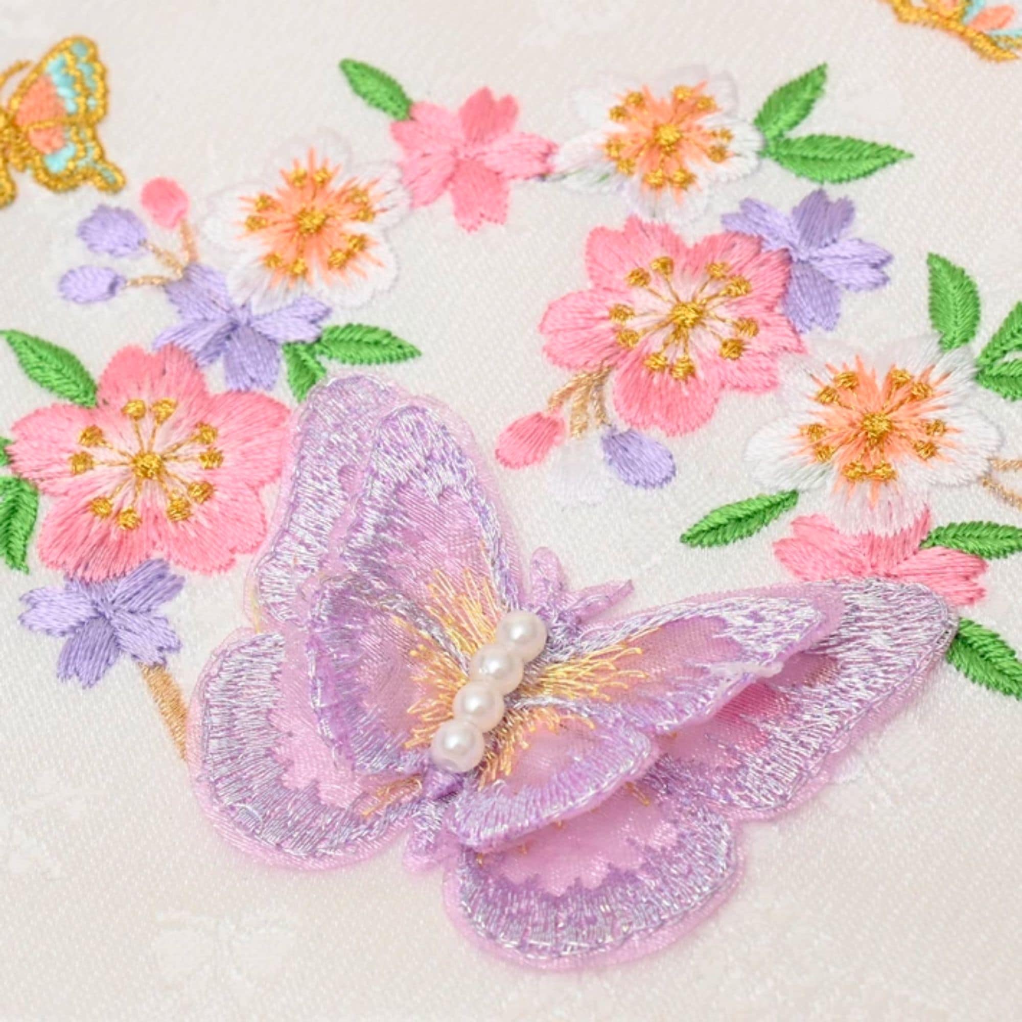 名前旗 女の子 刺繍 雛人形 芯木タイプ 3D 蝶々 名前旗台付 節句