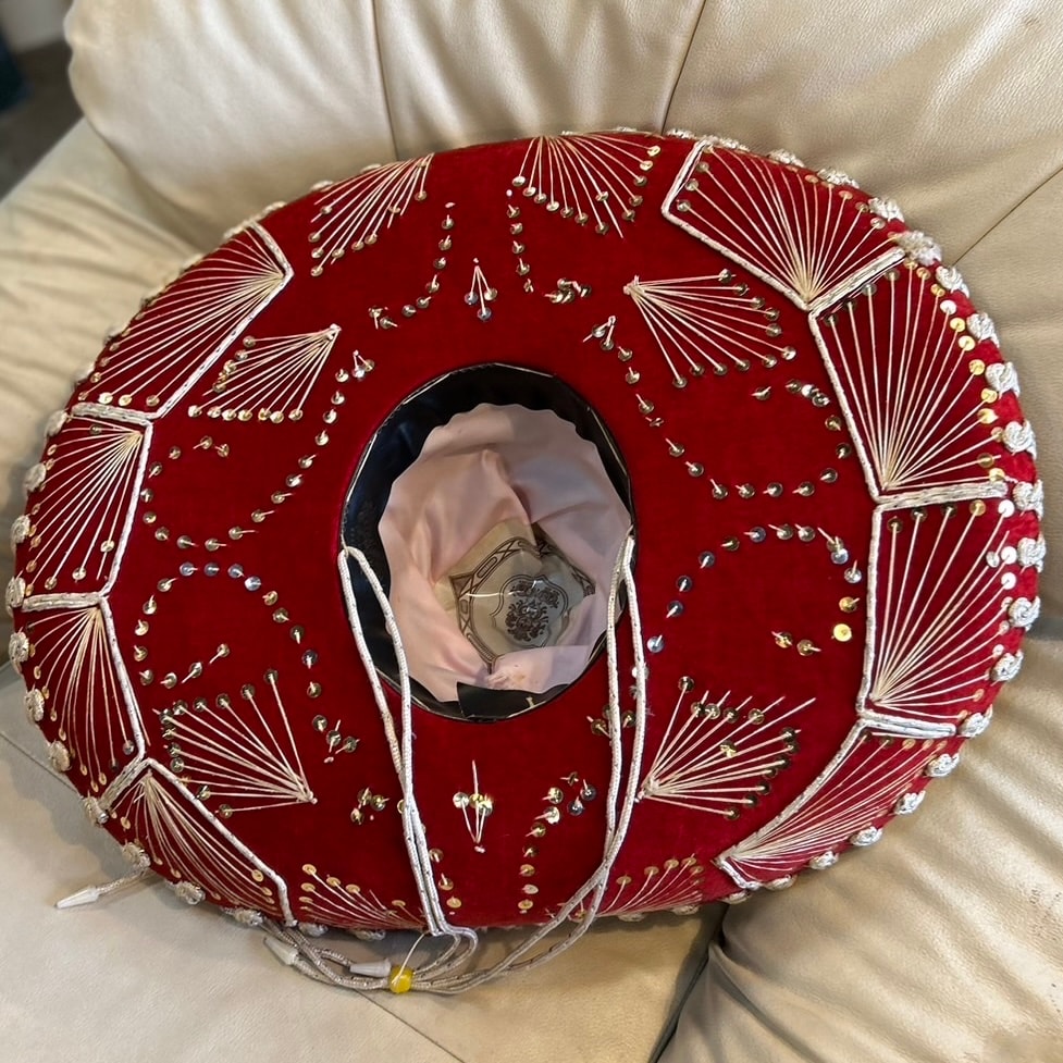 Vintage Mexico sombrerohat （Red&silver）