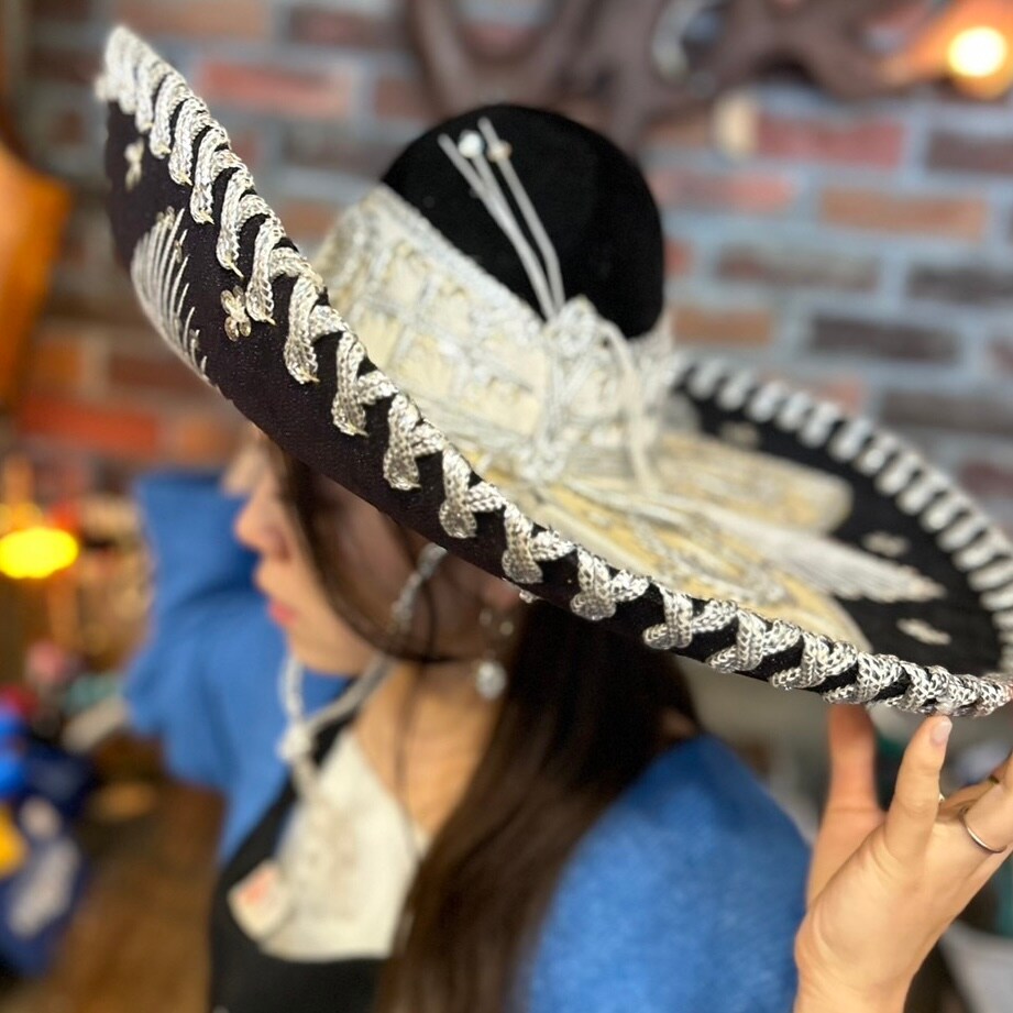 Vintage Mexico sombrerohat （Black&silver）