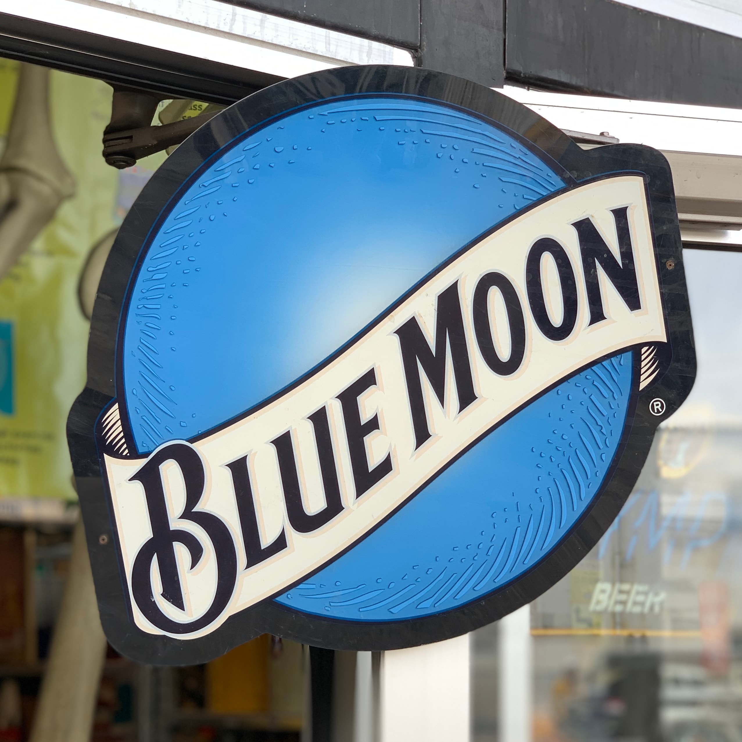 Real Glass Neon SignBlue Moon Metal Frame 42X32CM decoration