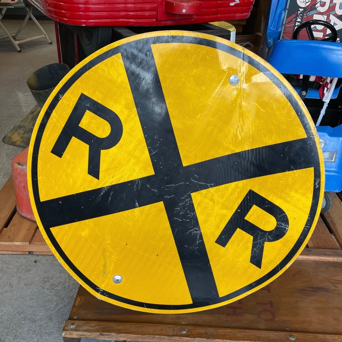 60～70´S R✕R ロードサイン 踏切 看板 アメリカ ヴィンテージ U.S Vintage RAILROAD CROSSING Road Sign