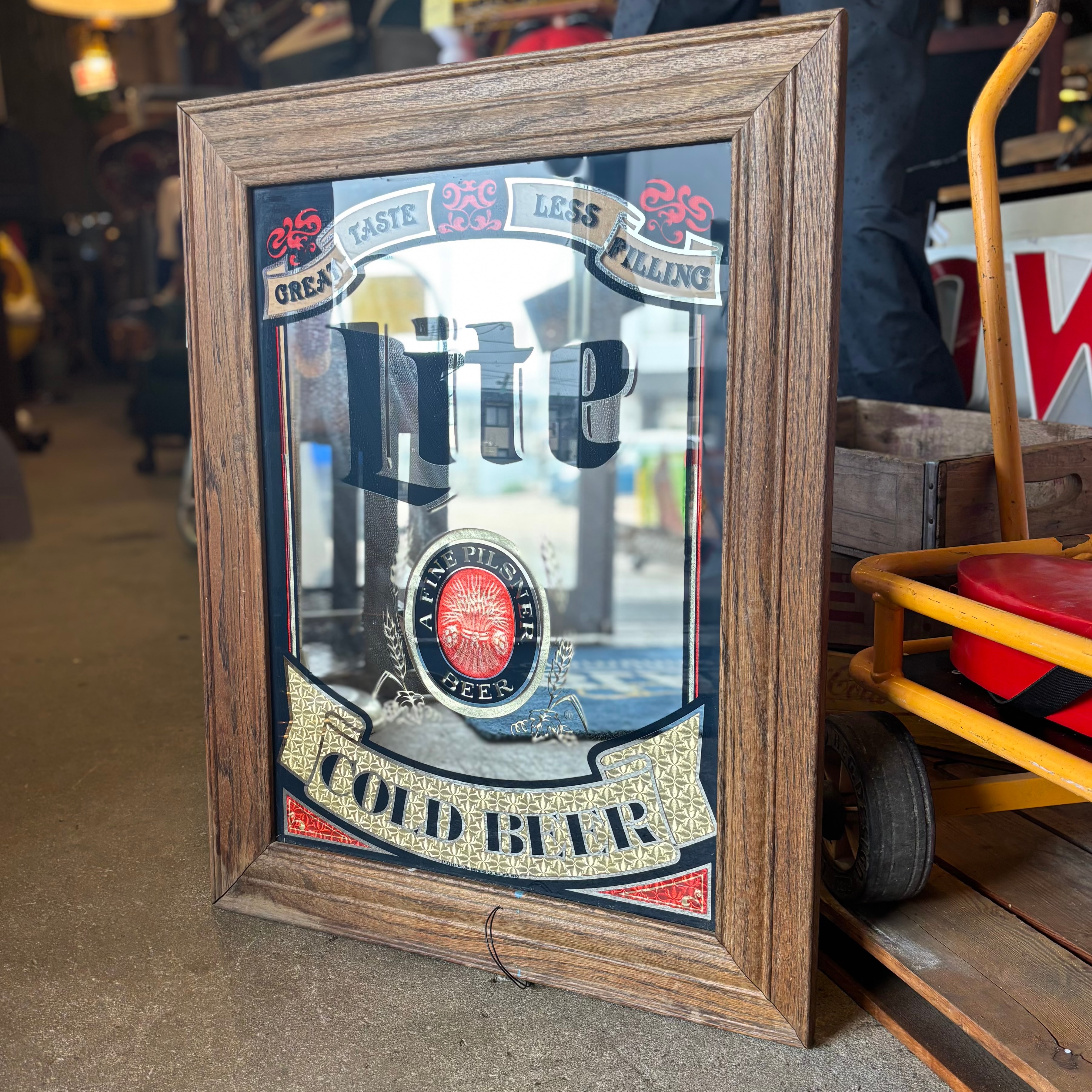 Vintage Miller Lite ウッドフレームパブミラー