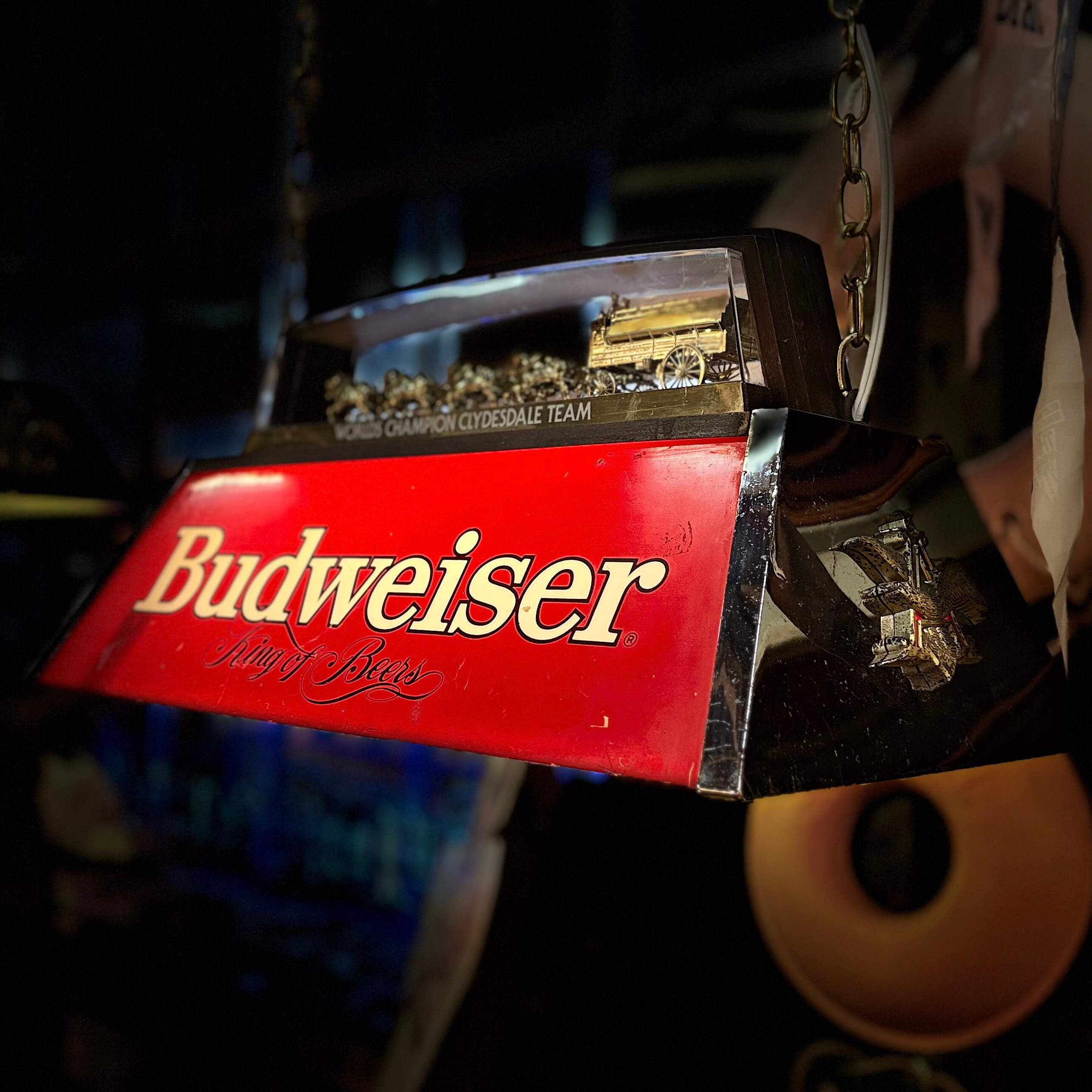 Budweiser ビンテージ 吊り下げライトサイン（Clydesdale モデル）