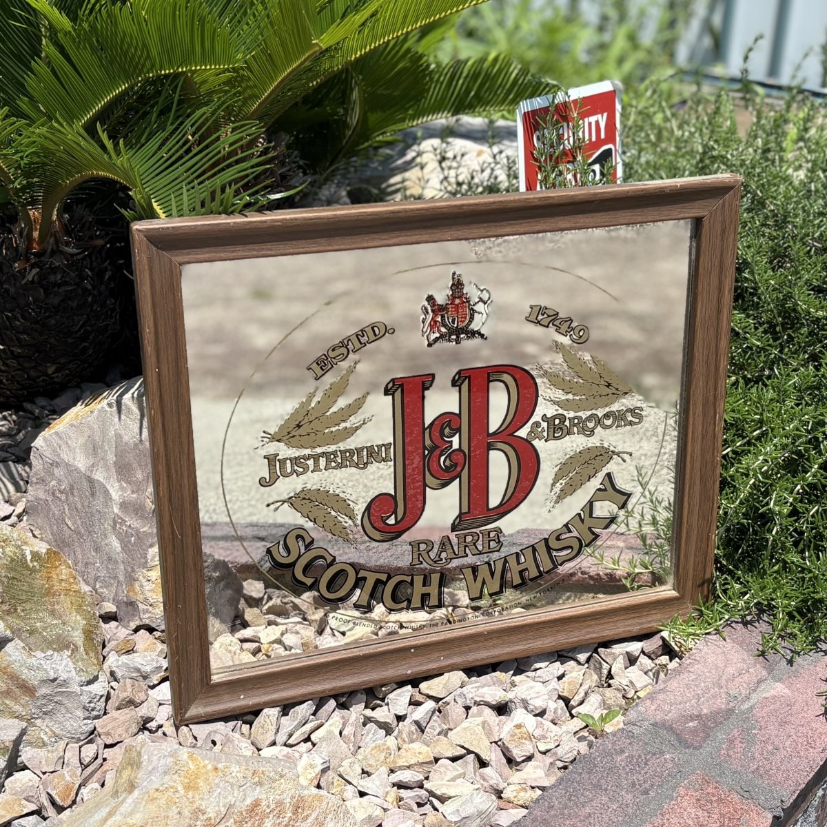 Vintage J&B Rare Scotch Whisky Bar Mirror Justerini and