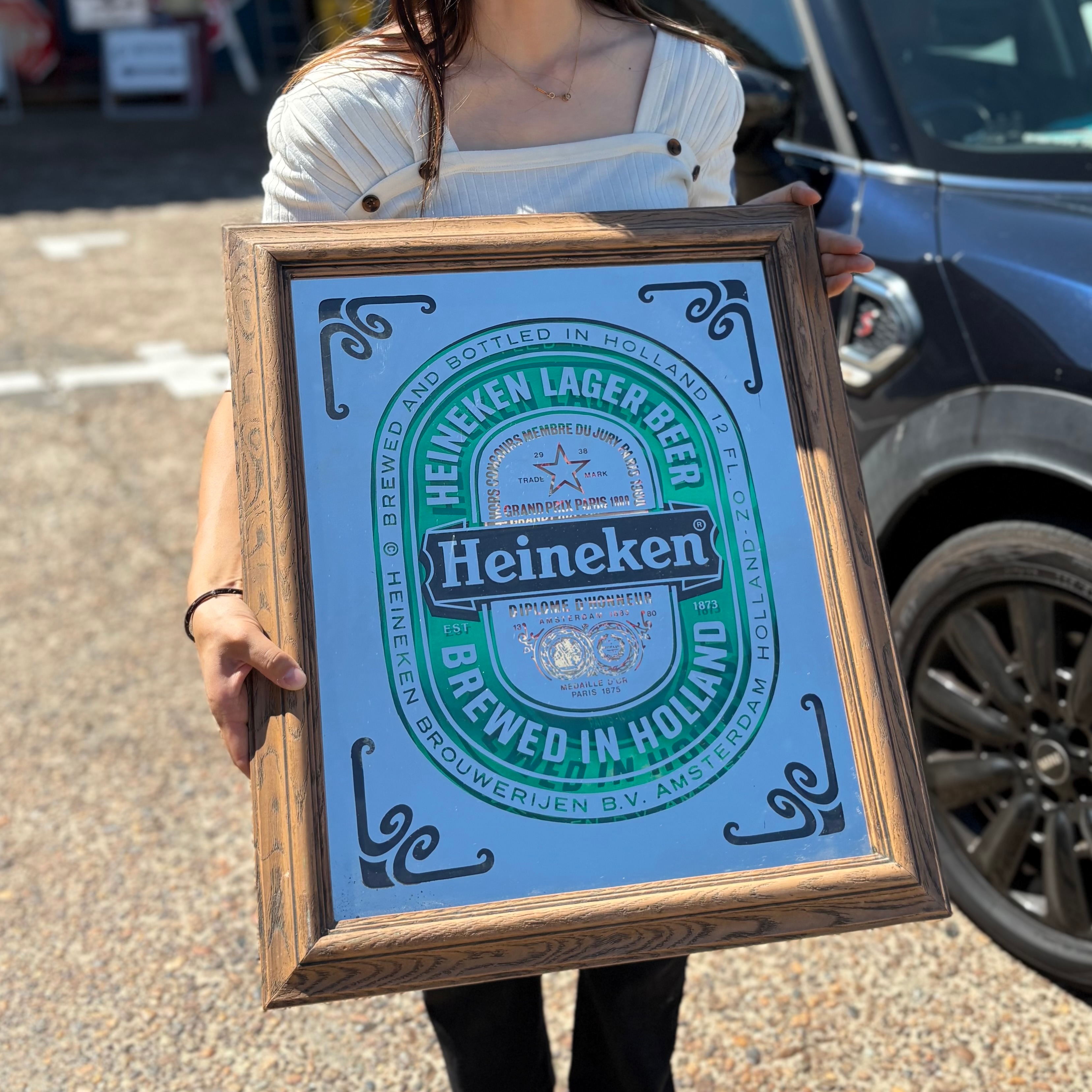 Heineken Beer パブミラー ヴィンテージ ハイネケン ハイネケン 黒板付きパブミラー Heineken ヴィンテージ | メンズ