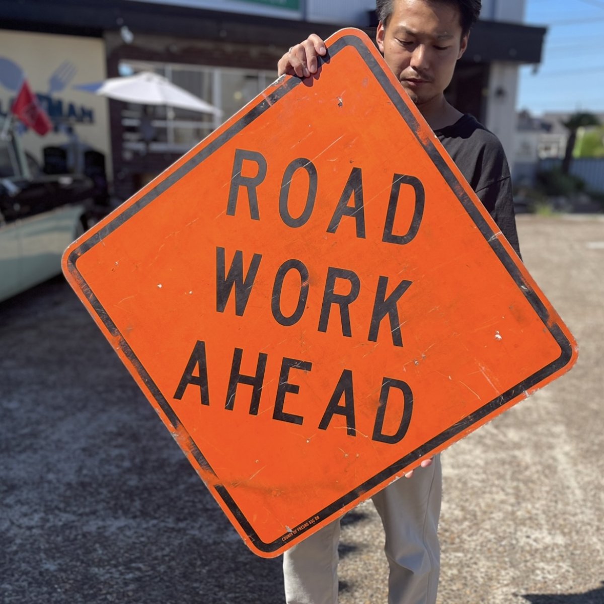 U.S Vintage Road Sign “ROAD WORK AHEAD”