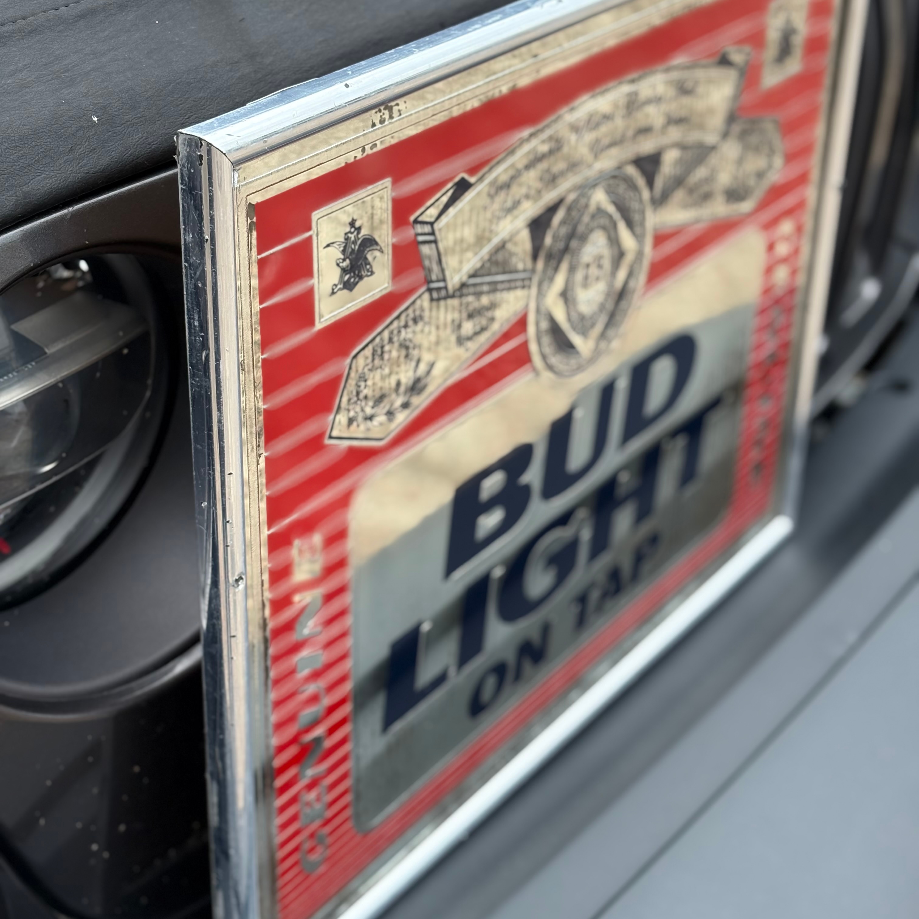Bud Light 80'sパブミラー　アメリカンヴィンテージ　アンティーク　② Bud Light 80'sパブミラー アメリカンヴィンテージ アンティーク