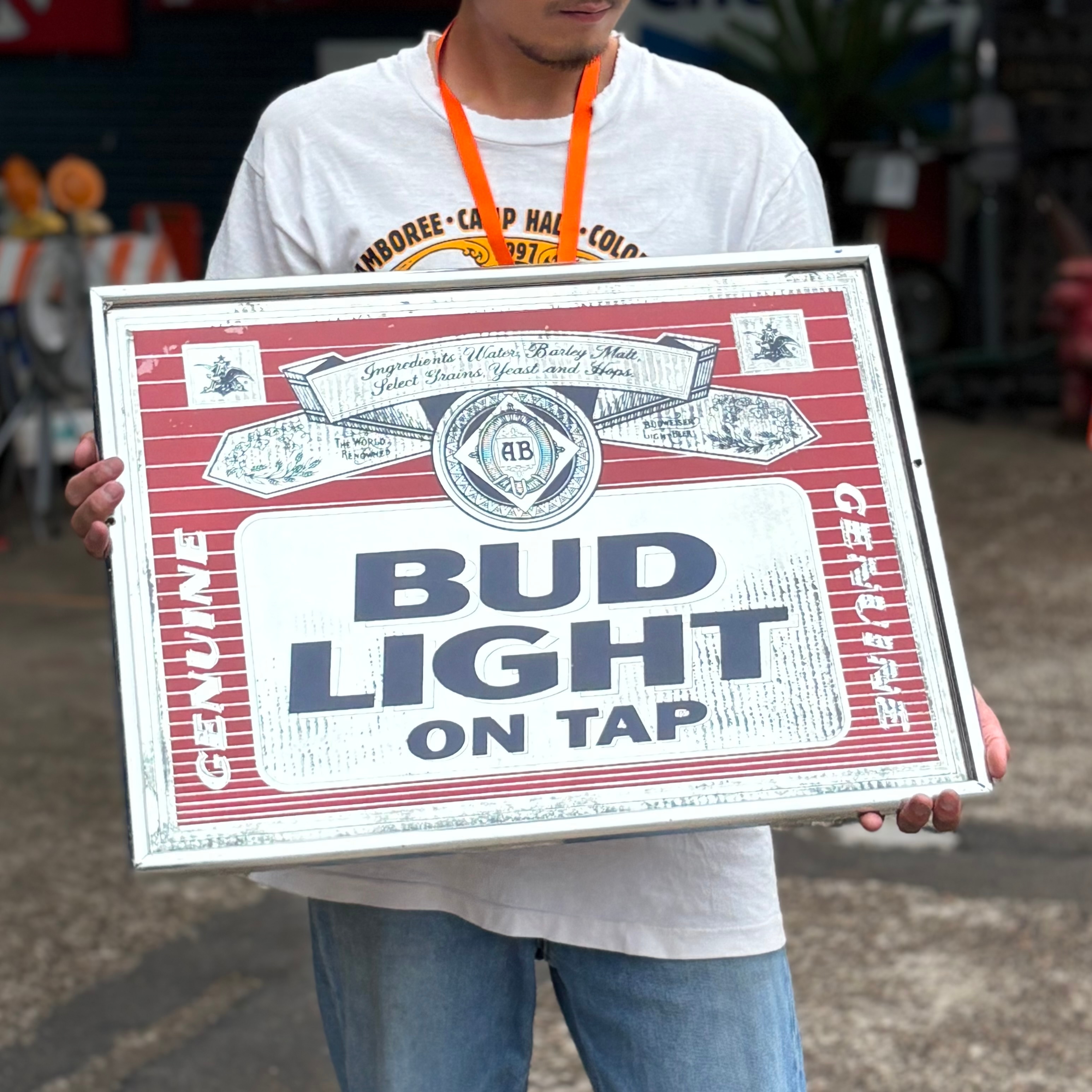 Bud Light 80'sパブミラー　アメリカンヴィンテージ　アンティーク　② BUD LIGHTビンテージパブミラー