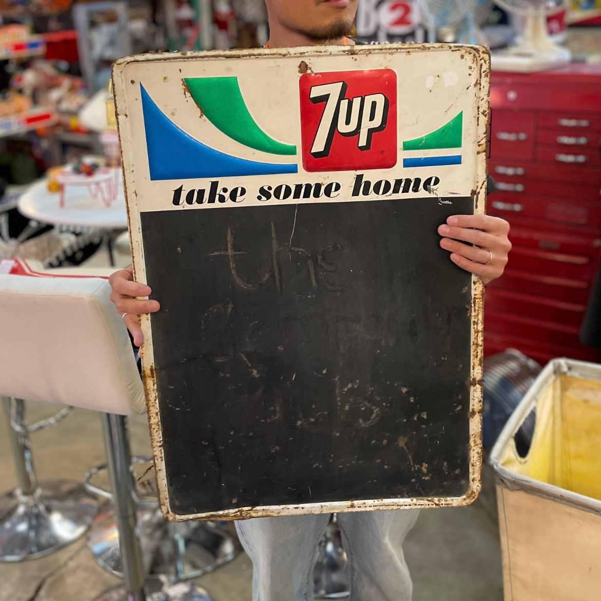1970年代　セブンアップ　7up ディスコロゴ　メタル　看板　ガレージ　バー 1970年代 セブンアップ 7up ディスコロゴ メタル 看板 ガレージ