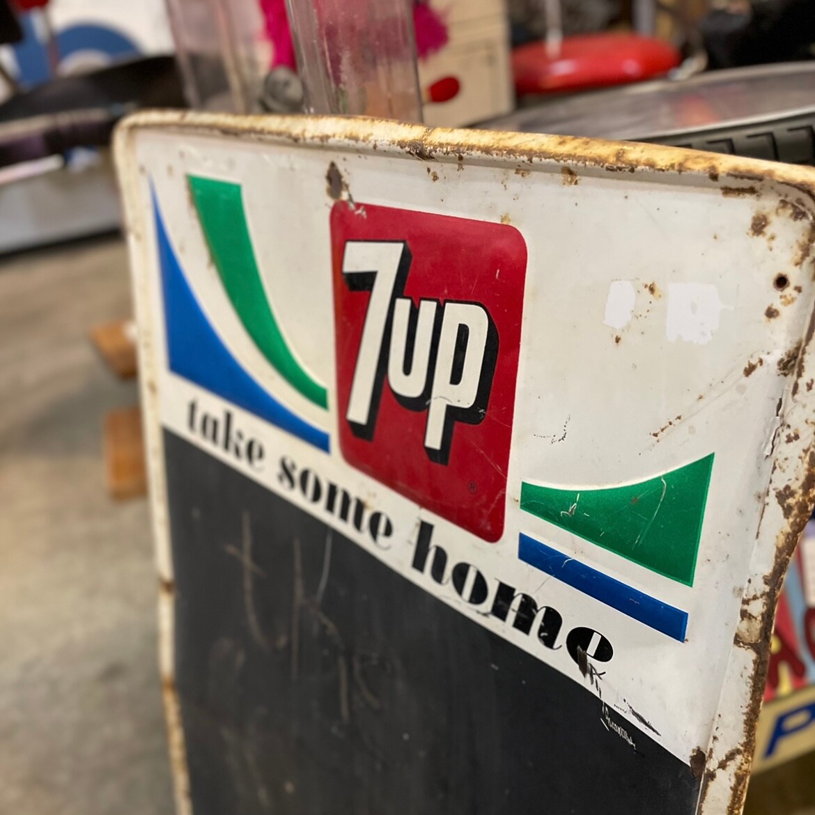 1970年代　セブンアップ　7up ディスコロゴ　メタル　看板　ガレージ　バー 1970年代 セブンアップ 7up ディスコロゴ メタル 看板 ガレージ